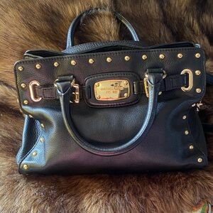 Michael Kors Black Satchel with Gold Accents